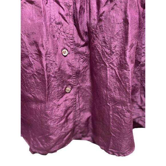 Express Silk Button Down Blouse Burgundy Size M Vintage - Picture 8 of 12
